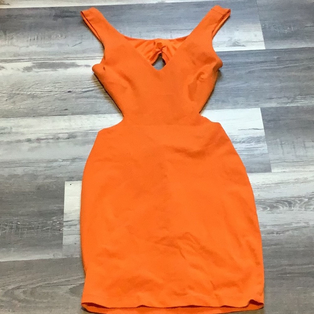 bebe Vibrant Orange Cutout Mini Dress